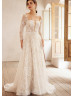 Square Neck Ivory Lace Tulle Floral Wedding Dress